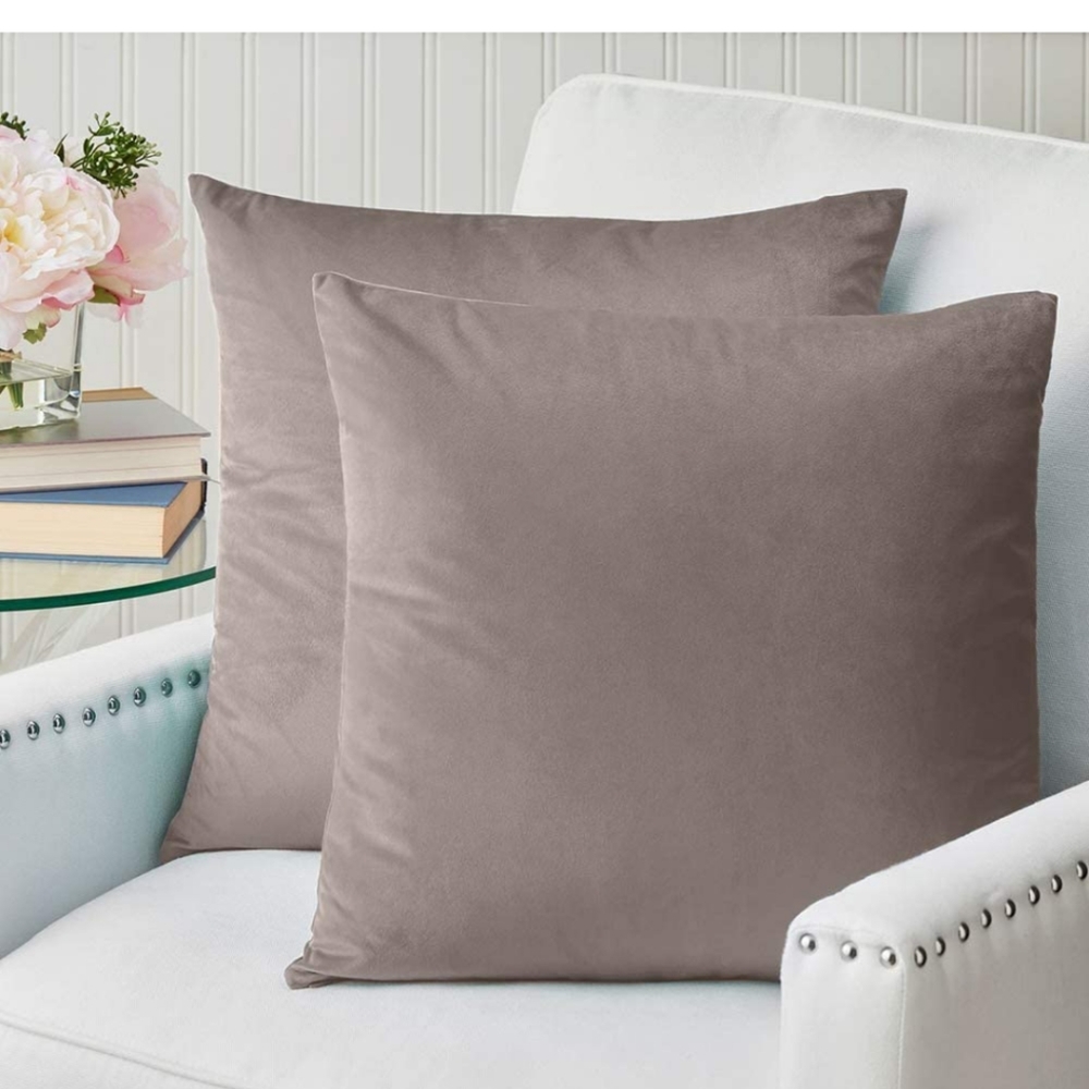 2 new velvet taupe pillow COVERS 18x18